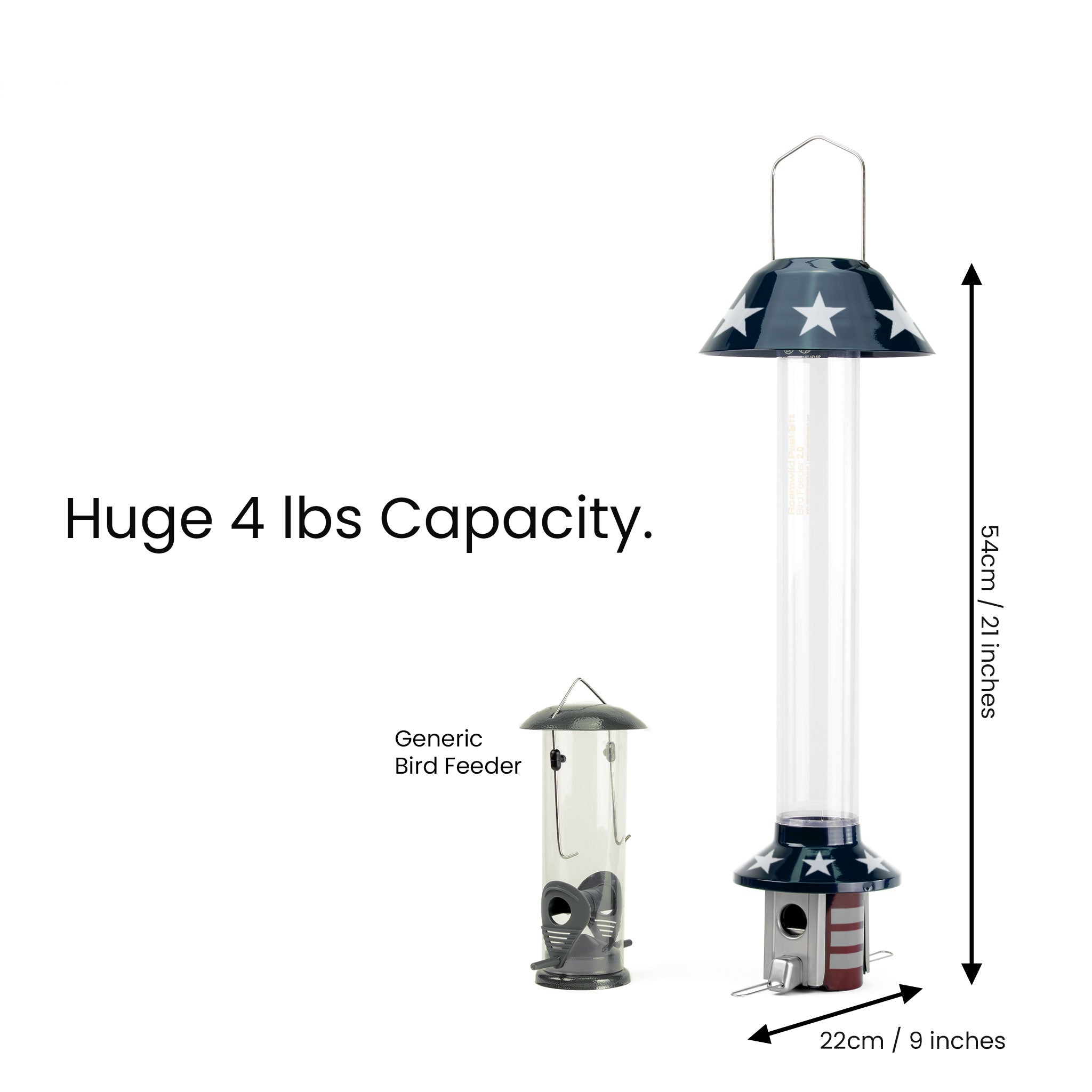 Roamwild PestOff Squirrel Proof Bird Feeder US Flag Design 2.0