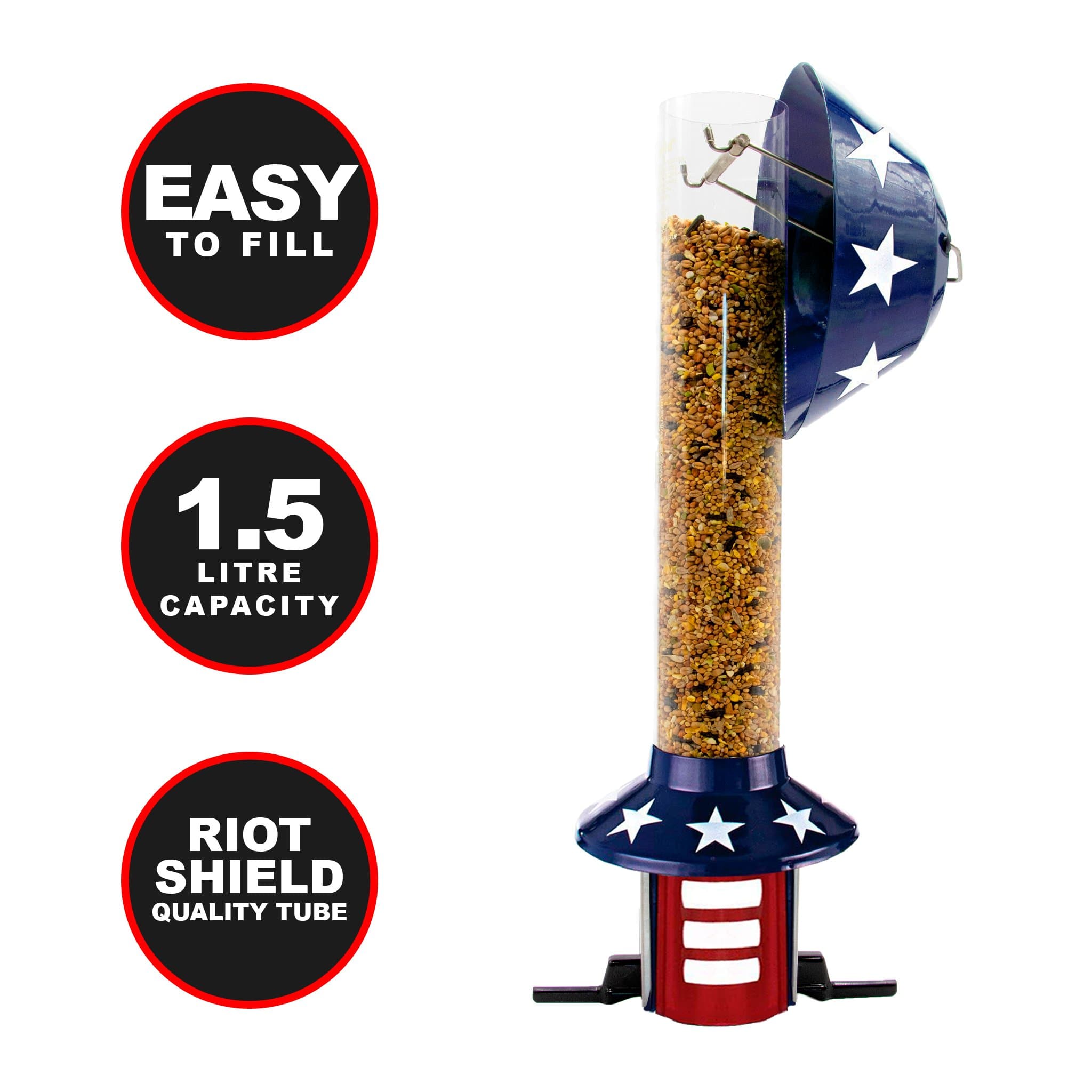 Roamwild PestOff Squirrel Proof Bird Feeder US Flag Design - Roamwild